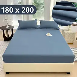 Простирадло на резинці Solve Softable Fabric 180×200 + 2 наволочки — м’яке, щільне, комфортне, синій (KT7006013)