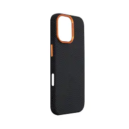 Чохол ArmorStandart LikeCarbon2 SE MagCase для Apple iPhone 17 Kevlar Black Orange - мініатюра 3