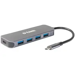 D-Link USB-Концентратор DUB-2340 3xUSB3.0, 1xUSB3.0 (Швидка зарядка), 1xUSB-C/PD, USB-C