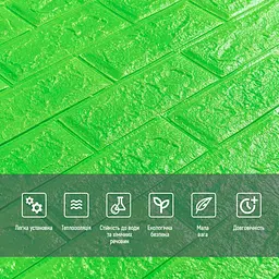 3D панель Sticker Wall самоклеюча 700x770x5мм цегла Зелена 013-5 SW-00000149 - мініатюра 4