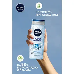 Гель для душу NIVEA MEN Pure Impact 3 в 1 для тіла обличчя та волосся 500 мл (4005900054319) - мініатюра 4