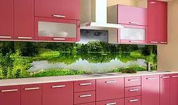 Вініловий кухонний фартух Літній Озеро наклейка для кухні ПВХ Природа Зелений Happy Pocket Z181895 - мініатюра 4