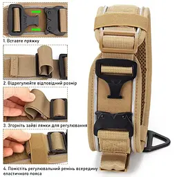 Нашийник для собак Harness Tactical, широкий нейлоновий з металевою пряжкою-фастекс L, Чорний - мініатюра 5