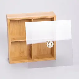 Менажниця бамбукова Yiwu HB-40-2 квадратна з кришкою 22x22x6.5см Бежевий - мініатюра 5