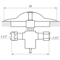 Кран-дозатор Tremolada 469 монтаж у підлогу 1/2″x1/2″ (Italy) 000006810, Хром - мініатюра 2
