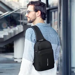 Рюкзак Mark Ryden на одне плече MiniMax MR7618 з ортопедичною спинкою та USB-портом Чорний - мініатюра 5