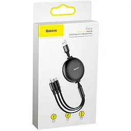 Кабель Baseus Little Octopus Adjustable Cable USB to Lightning/Type-C/MicroUSB 3.5A 1.2m CAMLT-ZY01 Black - мініатюра 2