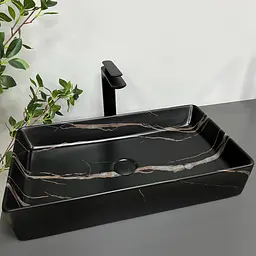 Умивальник VBI Triest black stone matt накладний VBI-012703, Чорний матовий - мініатюра 3