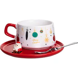 Чашка для латте-арту порцелянова Christmas Toys 250 мл з блюдцем  FM-CS-10B - мініатюра 2