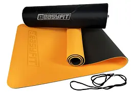 Килимок для йоги та фітнеса EasyFit TPE+TC 6мм двошаровий + Чохол помаранчевий з чорним (EF-1924s-ORB) - мініатюра 6