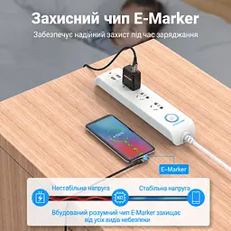 Кабель Vention TAKHF USB-C - USB-C кутовий 90° PD 100 Вт 1 м сірий (TAKHF) - мініатюра 13
