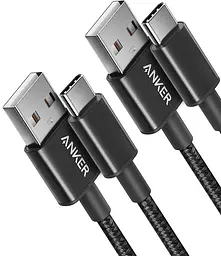 Кабель Anker USB-A → USB-C 0,9 м, нейлоновий, комплект 2 шт для заряджання та передачі даних