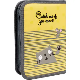 Пенал твердий Yes HP-04 Kitty, 13х21х4 см, жовтий із сірим (533424) - мініатюра 2