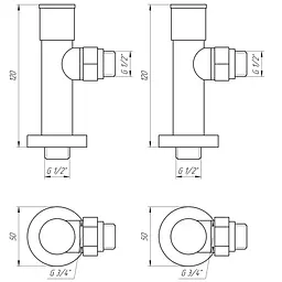 Набір Кран вентильний кутовий з американкою Solomon Lux 1/2″ 7777 (2шт.) White 000020285 - мініатюра 6