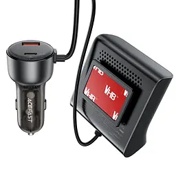 Автомобільний зарядний пристрій Acefast B11 3 USB/Type-C QC PD 138W з дисплеєм чорний - мініатюра 6