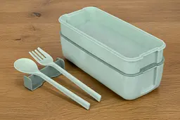 Ланч-бокс еко на 2 яруси з приборами Laprida Delicious lunch 02 Зелений 750 мл (64-21-1172) - мініатюра 2