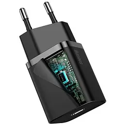 Мережевий зарядний пристрій Baseus Super Si Quick Charger 20W Sets Black + Type-C to Lightning Cable Black - мініатюра 5