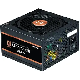 Zalman Блок живлення Gigamax 3 (850W) 88% 80+ Bronze 120мм 1xMB 24pin(20+4) 2xCPU (8pin(4+4)+8pin) 3xMolex 6xSATA 4xPCIe 8pin(6+2) 1x12VHPWR Semi Modular