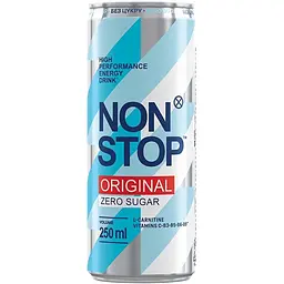 Напій енергетичний Non Stop Original без цукру безалкогольний сильногазований 0.25 л