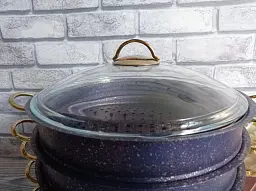 Мантоварка-пароварка з антипригарним покриттям O.M.S. Collection 6091 C-30 см 6,4 л Blue - мініатюра 2