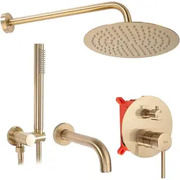 Душова система прихованого монтажу Rea Lungo + Box з виливом brushed gold REA-P6609, Золотий