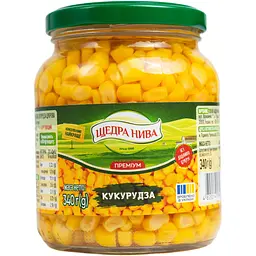 Кукурудза цукрова консервована Щедра нива Преміум з цілих зерен вакуумована 340 г