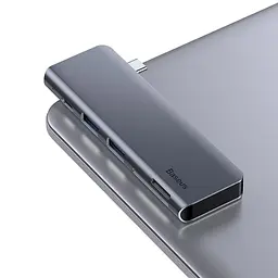 Багатопортовий хаб Baseus Harmonica 5-in-1 HUB Adapter CAHUB-K0G Сірий (1059080726) - мініатюра 4
