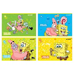Зошит для малювання А4/12арк. "Kite" /SB25-241/ скоба, софт тач + УФ лак, SpongeBob SquarePants (20/160)