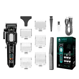 Триммер VGR V-600, 6 насадок, LED-дисплей, 7000 RPM, 2000 mAh, Black