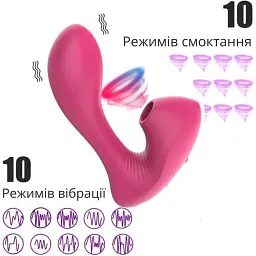Вібратор кліторальний стимулятор I’MCUM Double Kiss з функцією смоктання та підігрівом Рожевий (IM-KXY222-rose) - мініатюра 3