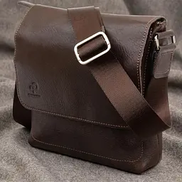 Сумка месенджер у гладкій шкурі Grande Pelle 11334 шоколадна
