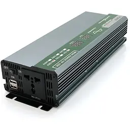 Інвертор напруги Demuda DMDPSW-800W, 12V/220V, 800W з правильною синусоїдою, 1 універсальна розетка, 2 USB, клемні дроти, Q20