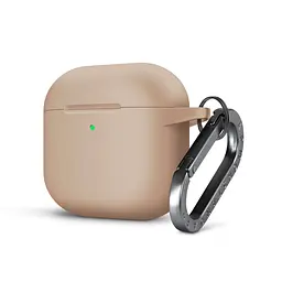 Силіконовий чохол для навушників Apple AirPods 4, Hang Case, пудровий, ультратонкий захисний кейс товщиною 2 мм, захист від подряпин, пилу та ударів, компактний, з карабіном для кріплення, ArmorStandart (ARM81291)