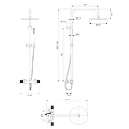 Душова система з термостатом Omnires Contour antracite CT8044AT, Чорний матовий - мініатюра 2