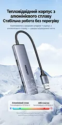 USB-хаб для розширення портів UGREEN CM473 USB-концентратор Штекер USB-A 3.0 для підключення до хоста та 4 вихідні порти USB-A 3.0 Передавання даних до 5 Гбіт/с Вхід USB-C лише для додаткового живлення 5 В 2 А Сумісний із Windows macOS і Linux Підключення та робота без драйверів LED-індикатор стану підключення Вбудований кабель 20 см космічний сірий (20805) - мініатюра 13