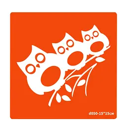 Трафарет для біо-тату Сови Fresh Tattoo d050-15*15см, розмір 15х15см