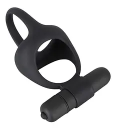 Віброкільце Black Velvets Cock Ball Ring 7 см чорний - мініатюра 3