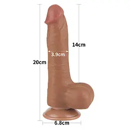 Фалоімітатор Lovetoy Sliding-Skin Dual Layer Dong 8'' 20 см коричневий - мініатюра 6