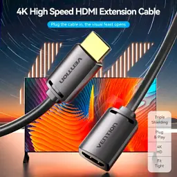 Кабель мультимедійний HDMI M to HDMI F 5.0m V2.0 4K60Hz Vention (AHCBJ) - мініатюра 2