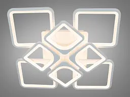 Стельова LED-люстра Diasha H8060/4+4WH 135W, 60×60×14 см, 3 кольори світла, біла - мініатюра 4