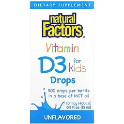 Вітамін D3 для дітей Natural Factors Vitamin D3 Drops без ароматизаторів 400 МО 15 мл - мініатюра 2