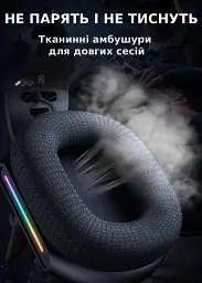 Бездротові ігрові навушники Onikuma GT808 геймерська Bluetooth гарнітура з мікрофоном та RGB Black (19118) - мініатюра 9