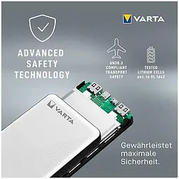 Зовнішній акумулятор Power bank Varta 20000mAh 3.0A USB 2.4A - мініатюра 4