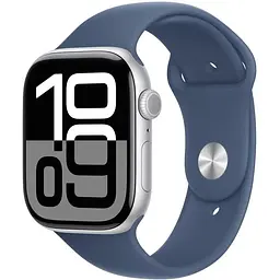 Смарт-годинник Apple Watch Series 10 GPS, 46mm, Silver, Denim Sport Band, M/L (Grade B) Seller Refurbished