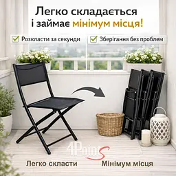 Стілець садовий 4Points Plico розкладний, чорний - мініатюра 5