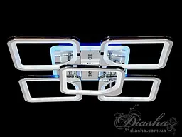 Люстра стельова LED Diasha 8060/4+1HR, 150W, 4100K, сріблястий метал, сучасний стиль для вітальні - мініатюра 2