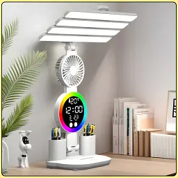 Настільна LED-лампа з 4 панелями, вентилятором і дисплеєм KRX-104 - мініатюра 9