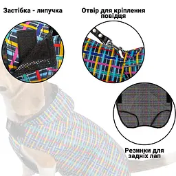 Дощовик для собак з капюшоном Barksi Textile розмір XS Клітинка - мініатюра 6