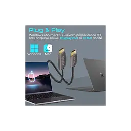 Кабель мультимедійний DisplayPort to HDMI prolink-dp200.black Promate (prolink-dp200.black) - мініатюра 7