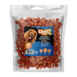 Ласощі для собак UniQ PETS Міні рулети з кролика та тріски 500 г